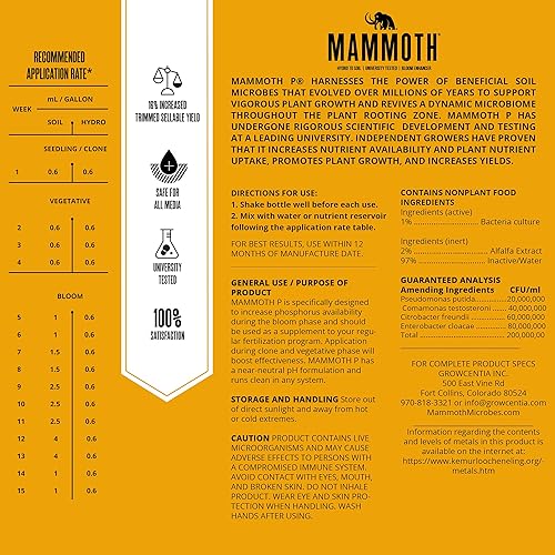 Miniatura 2 de Mammoth P Bloom Booster  Enhancer - Nutrientes vegetales para un mayor crecimiento y rendimiento 169fl oz
