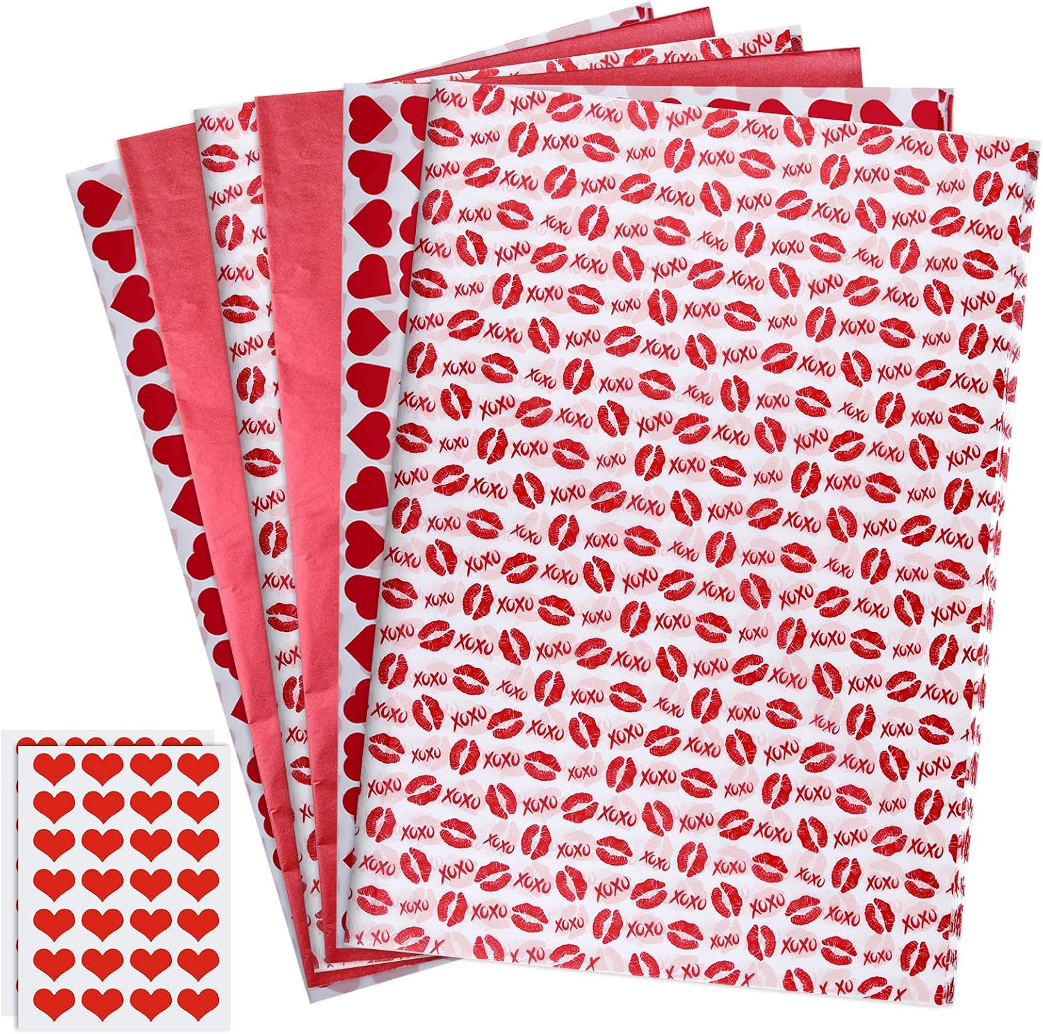 CHRORINE 45 Sheets Valentine's Day Tissue Paper,Red Gift Wrapping Tissue Paper,Sweet Heart Design Gift Wrap Paper, Big Size Gift Wrapping for Valentine's Day,DIY Crafts Wedding Gift Decorations