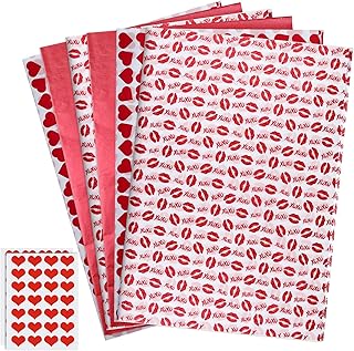 CHRORINE 45 Sheets Valentine Tissue Paper,Red Gift Wrapping Tissue Paper,Sweet Heart Design Gift Wrap Paper, Big Size Gift Wrapping for Valentine,DIY Crafts Wedding Gift Decorations