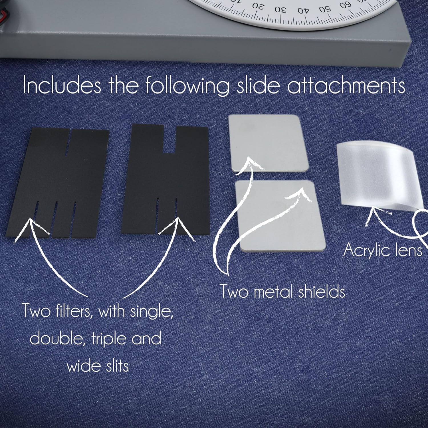 Eisco - Reflection and Refraction Apparatus Set - Study Wave Properties, Snell's Law, and Index of Refraction - Includes Light Source, Slit Attachments, and Acrylic Mediums for Classroom Use