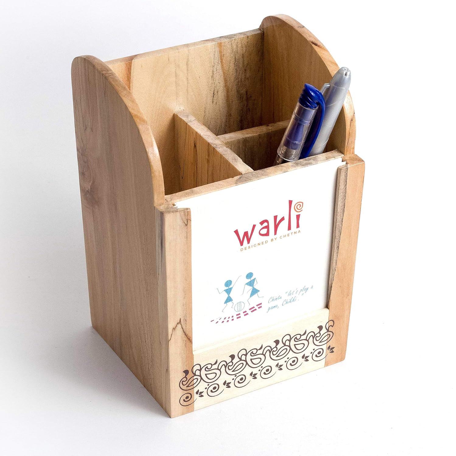 IVEI Wooden Pen Stand with Paper Calendar Desk Organizer Utility