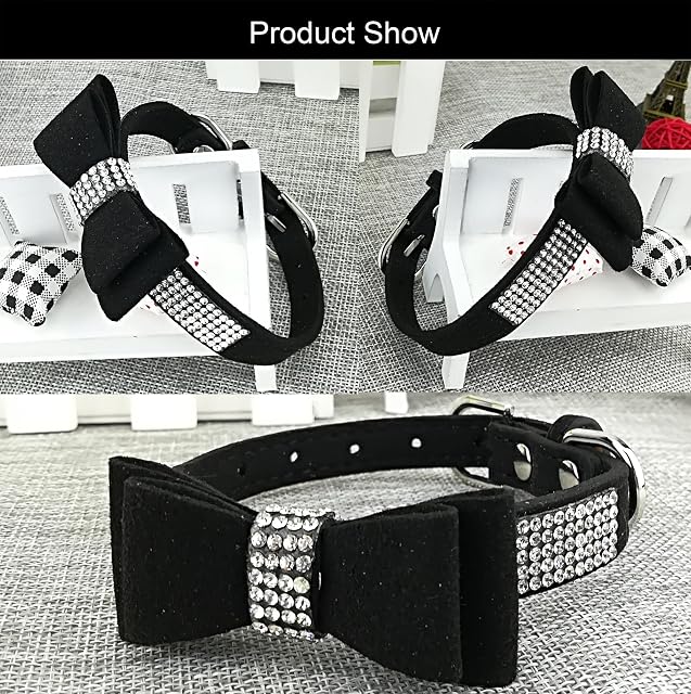Foto 4 de 7 de Newtensina Collar de Perro de Moda y Correas con Pajarita Linda Bling Niña Pajarita Collar de Gatito…