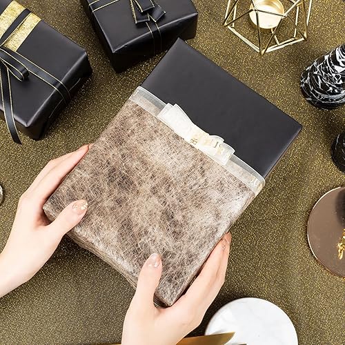 Miniatura 6 de Homeral Rollo de papel de regalo negro mate, 46.8 pies cuadrados (17 pulgadas x 32.8 pies), color sólido para Navidad, cumpleaños, Halloween, boda,