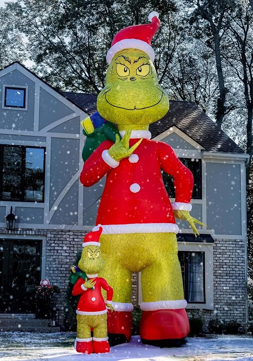 Inflatable Colossal Santa Grinch Decoration