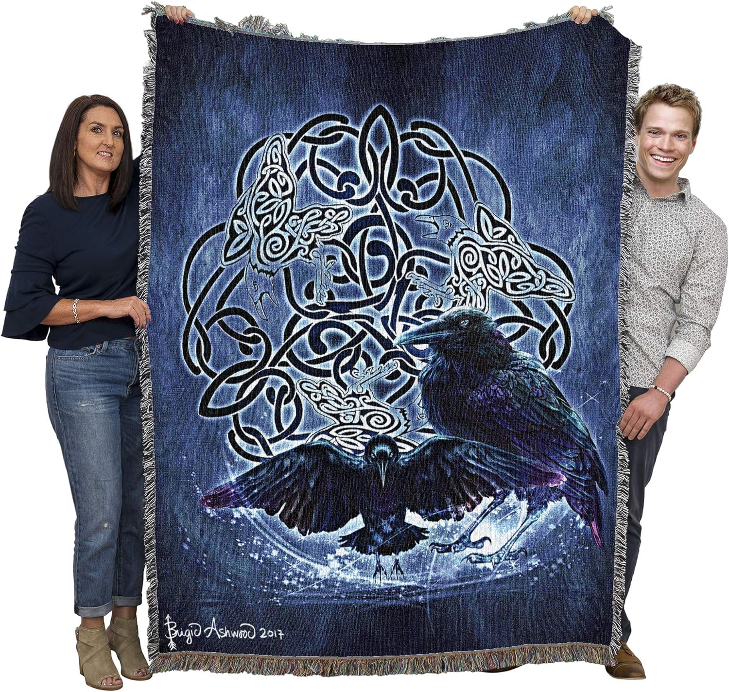 Pure Country Weavers Celtic Raven Blanket by Brigid Ashwood - Gift Tapestry Throw Woven from Cotton - Made in The USA (72x54)