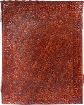 Leather Unlined Bound Journal 33cm x 25 cm X-Large Rustic Diary Seven Chakra Medieval 7-Stone Embossed Handmade Sketchbook Vintage Plain Notepad (200 Pages)