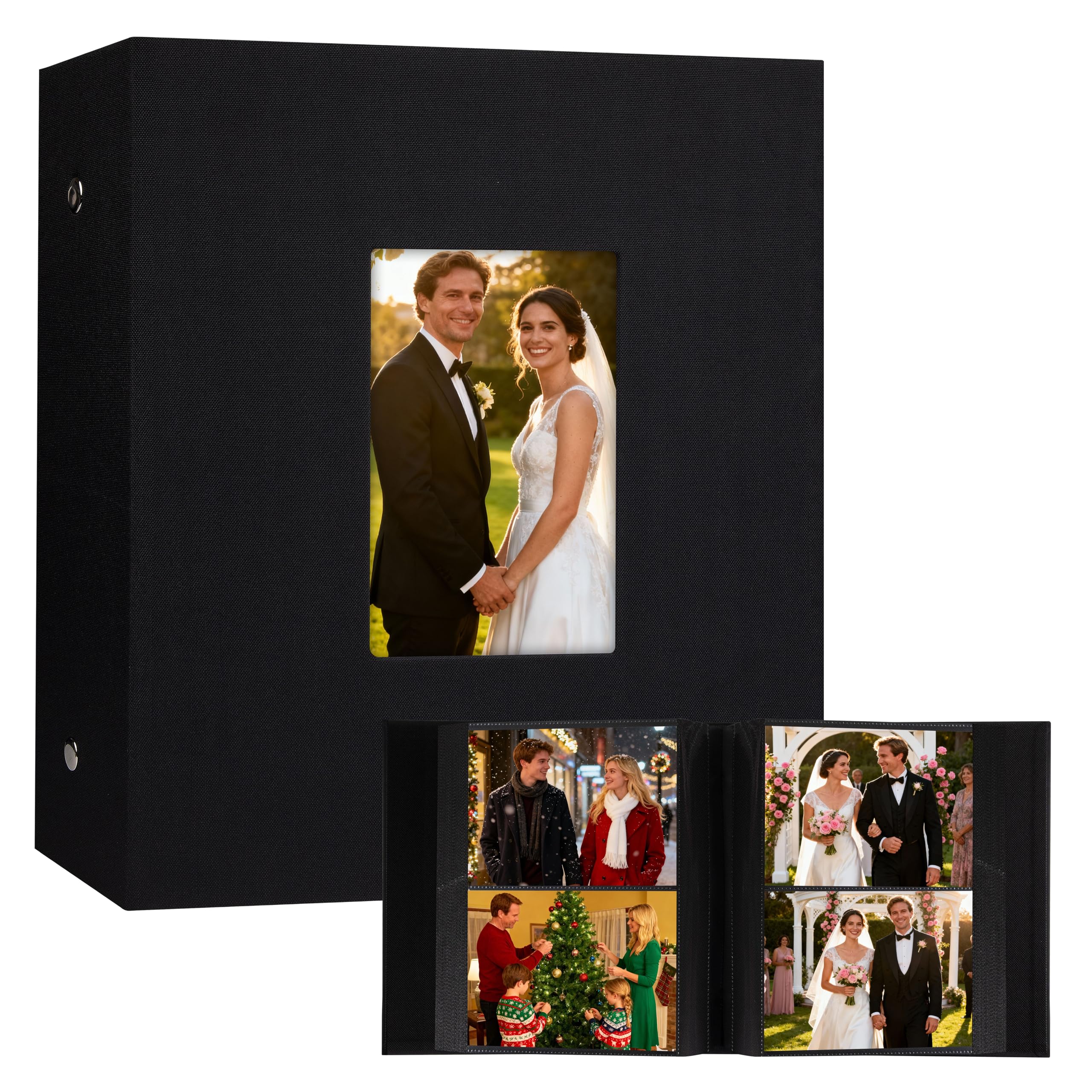 Aevdor Large Capacity 5x7 Photo Album, Holds 320 Photos, Linen Cover, Black