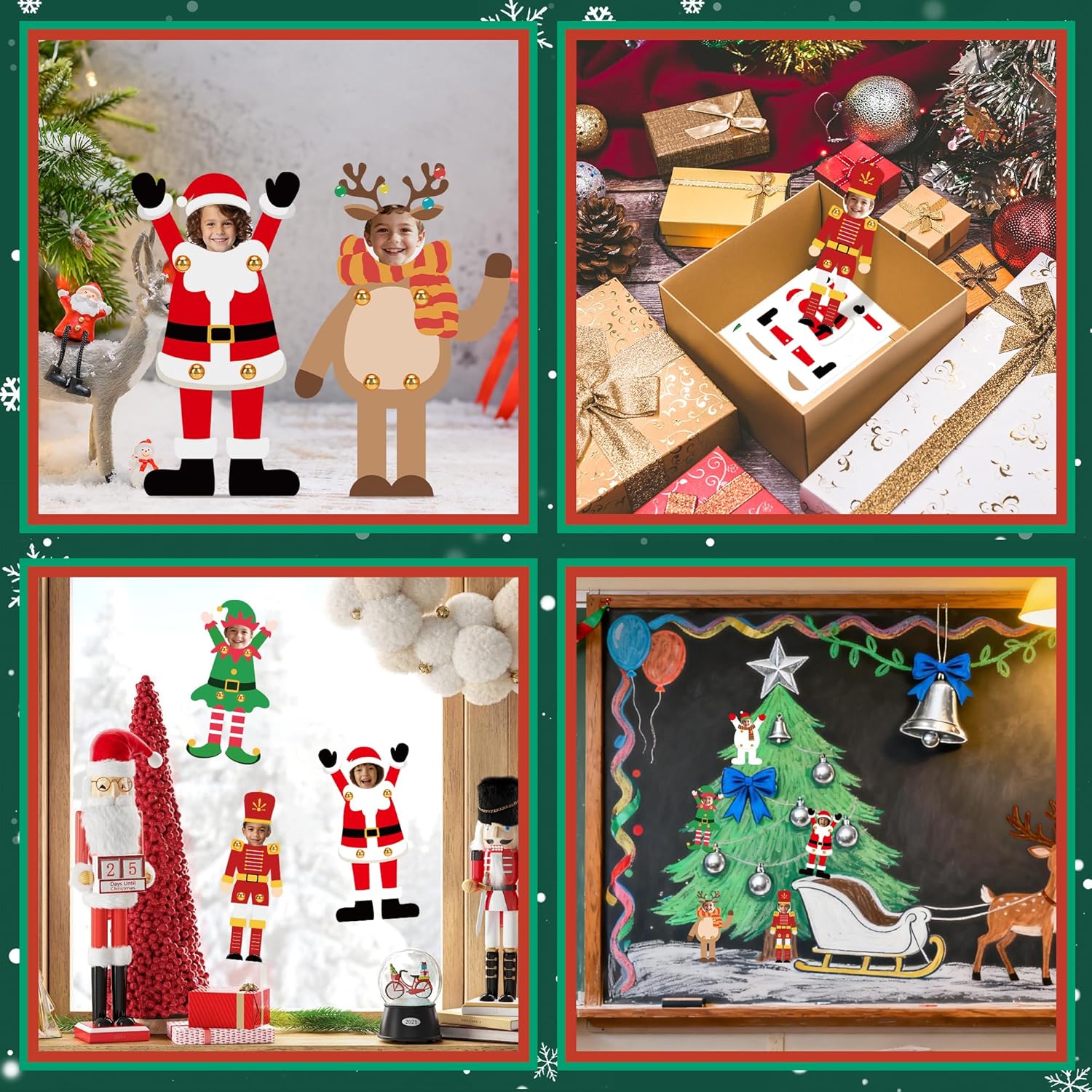 48 Set Christmas Picture Frame Craft Kit DIY Paper Cutouts Christmas Photo Frame Crafts Xmas Holiday Party Decorations for Home Activities Gifts Winter Party Favors