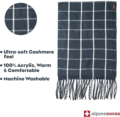 Miniatura 12 de Alpine Swiss Bufanda a cuadros para hombre, ultra suave, chal de invierno, cálido, ligero, para clima frío