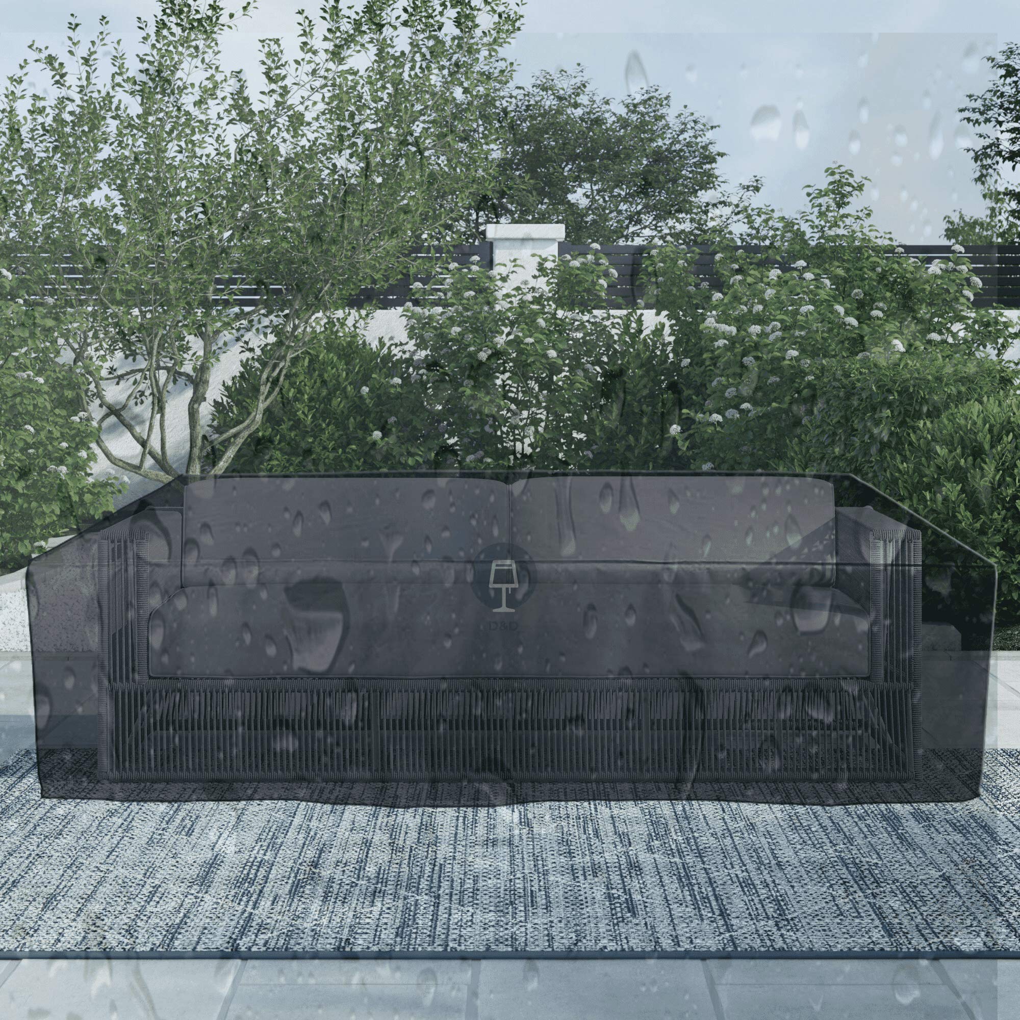 D&DPatio Furniture Cover, Waterproof Outdoor Furniture for Sofa Table Chairs, Large Rectangular Patio Cover 420D Oxford Black (350 x 260 x 90cm)