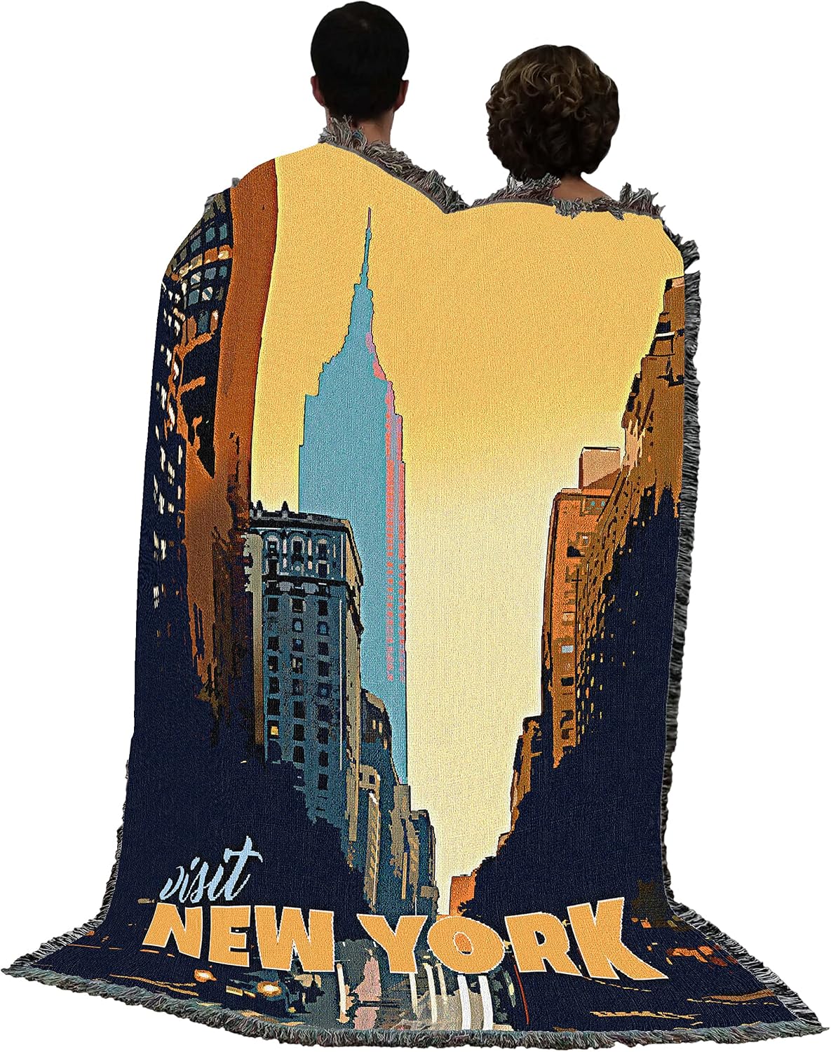 Pure Country Weavers New York Poster Blanket by David Owens - Gift Tapestry Throw Woven from Cotton - Made in the USA (72x54)