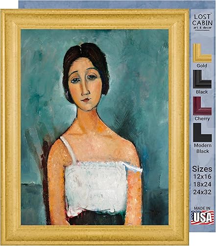Lost Cabin Christina 1916 de Amedeo Modigliani  Lienzo en marco biselado dorado  Reproducción de pintura de obras de arte finas  Póster enmarcado