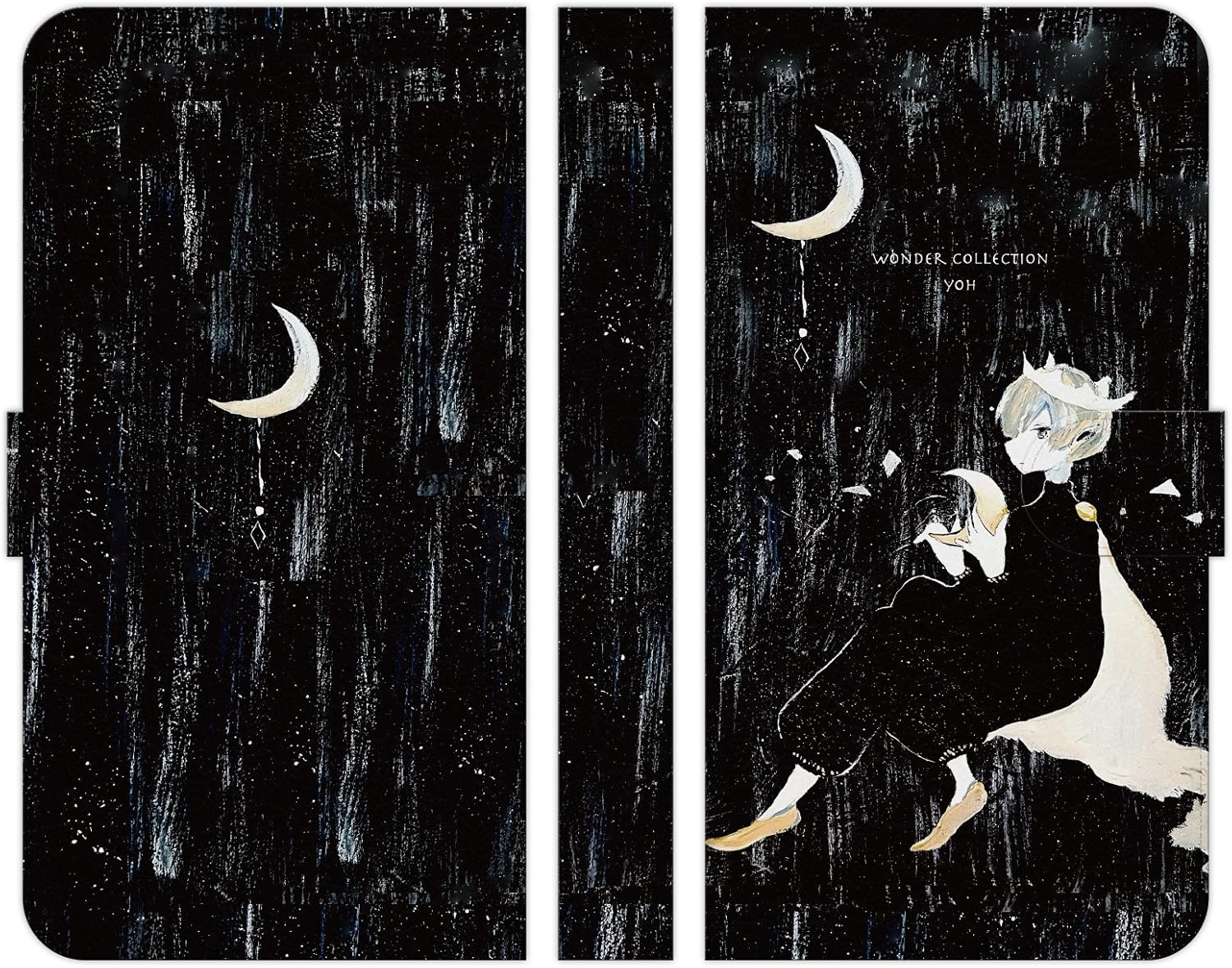 ブレインズ かんたんスマホ 705kc 手帳型 ケース カバー 月黒王子 よう Wonder Collection 宇宙 少年 王冠 イラスト ケース カバー