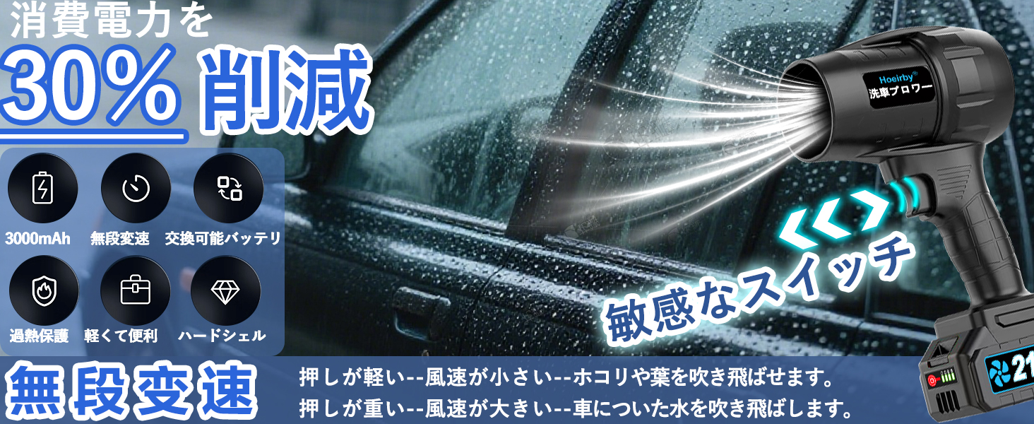 Amazon.co.jp: 【2025新登場強化版】ブロワー 強力 洗車 無段階変速