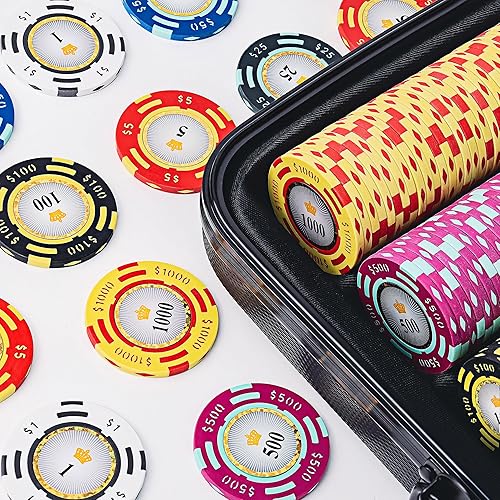 Miniatura 4 de Fichas de póker de Versa Games - Juego de fichas de póker de arcilla - Juego de póker Crown Casino de 13.5g, 500 piezas con denominación numérica -