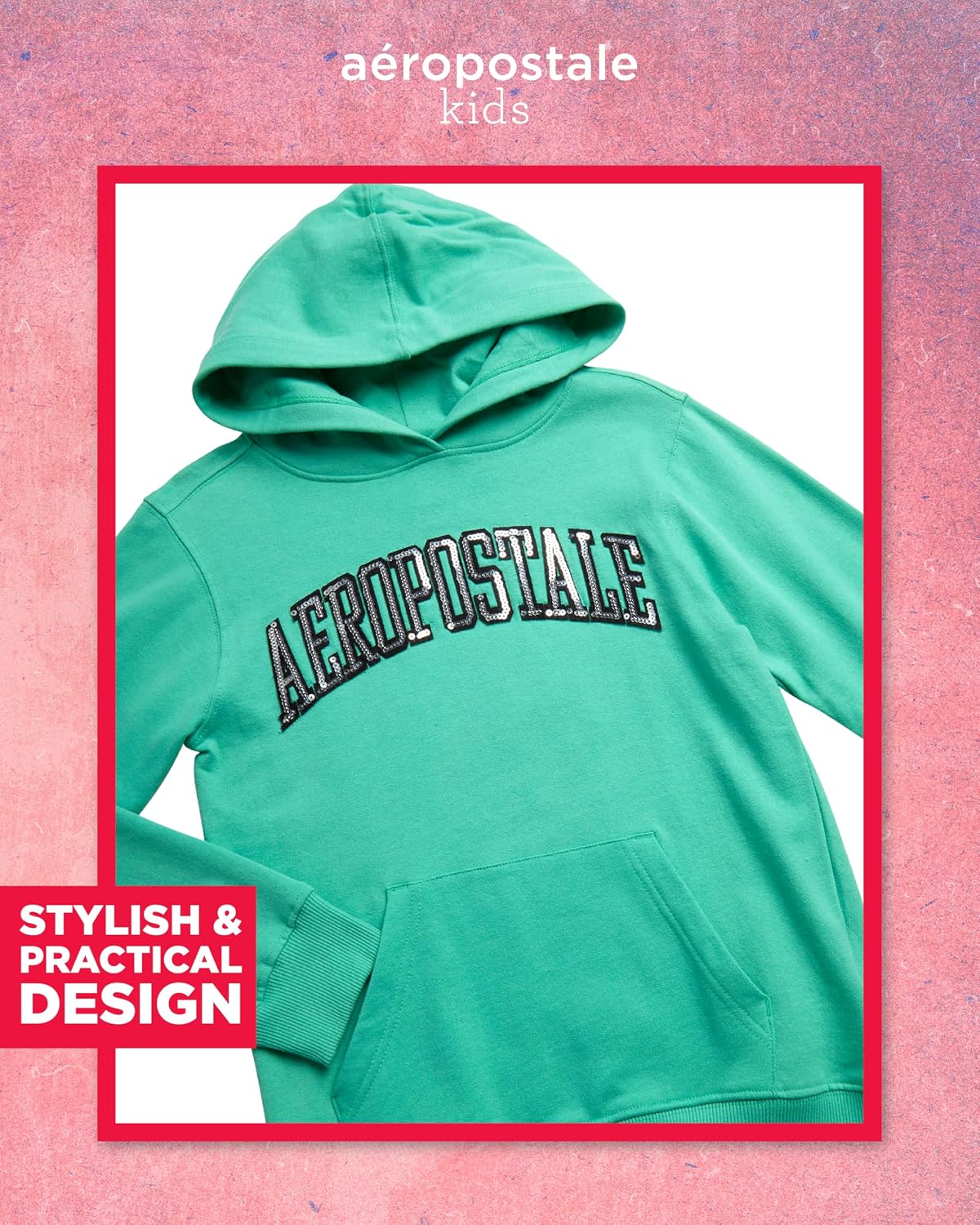 AEROPOSTALE Girls Hoodies - Soft Cozy Fleece Pullover Girls Hooded Sweatshirt with Trendy Sequin & Embroidered Logo