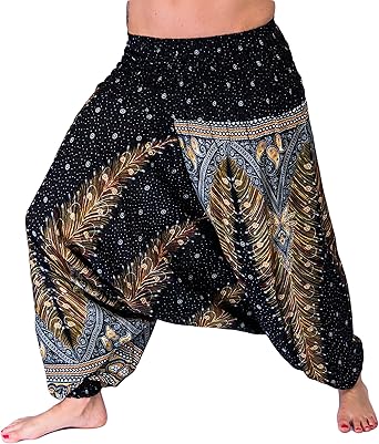 Fansu Boho Pantaloni Donna, Unisex Harem Estivi Baggy Thai Aladin Stile