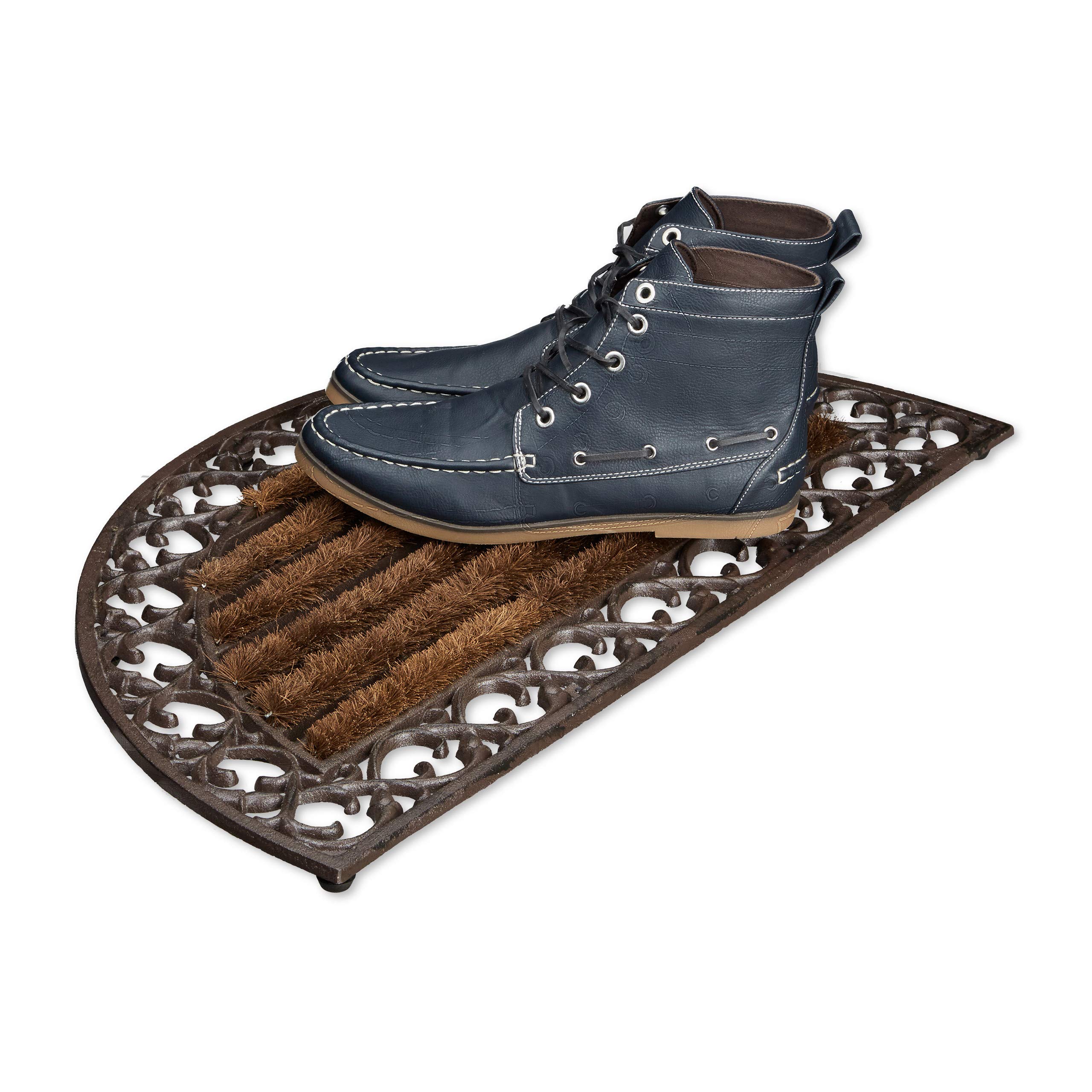 Relaxdays Zerbino Ingresso Casa, Tappetino Rotondo, in Ghisa Resistente alle Intemperie, Indoor & Outdoor, Bronzo