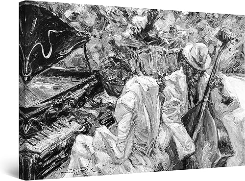 Miniatura 29 de Startonight Lienzo decorativo para pared, pintura musical de orquesta de jazz naranja, impresión grande para sala de estar, 32 x 48 pulgadas Top de