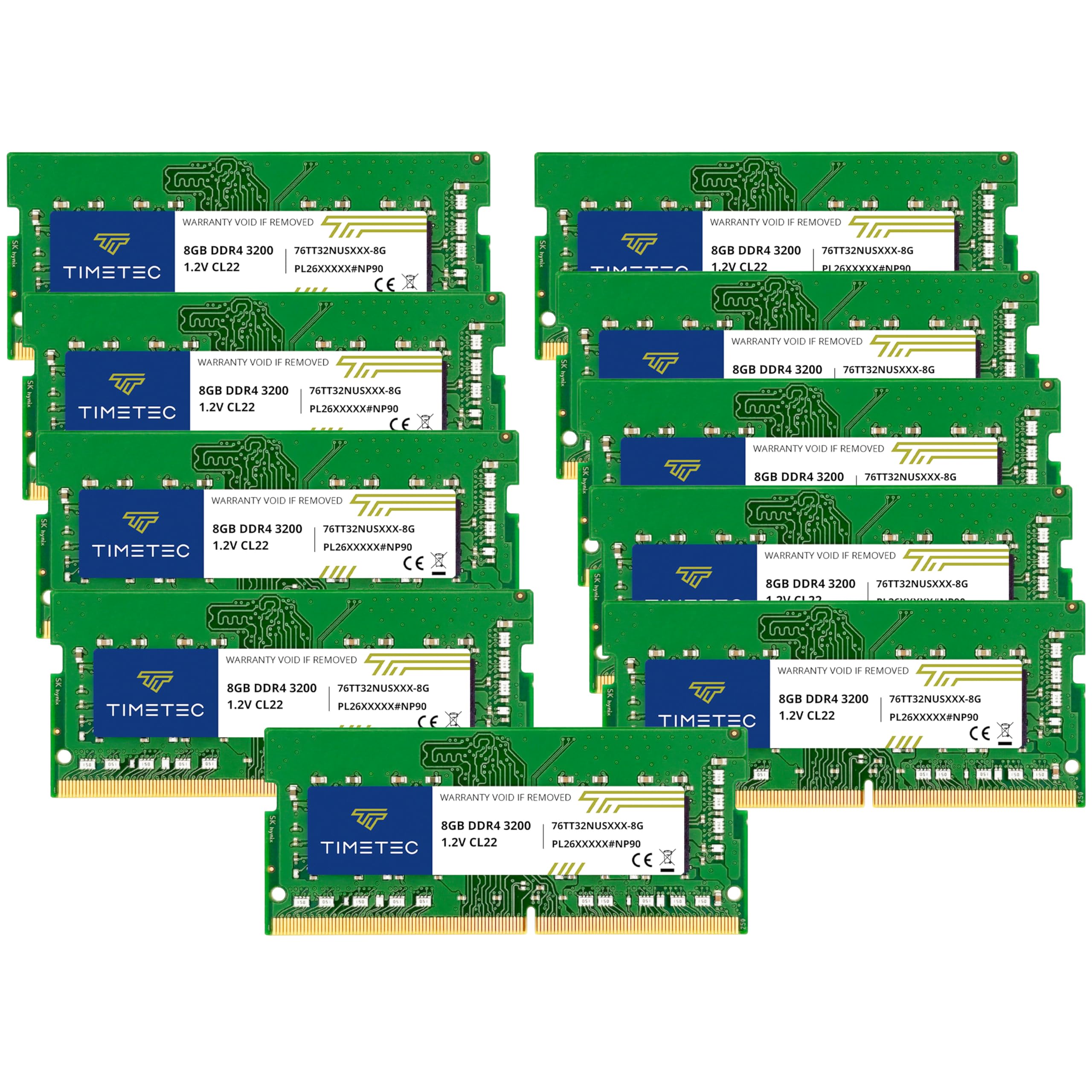 8GB DDR4-3200 デスクトップ用 メモリー 10枚 計80GB Timetec 80GB KIT (10x8GB) DDR4 3200MHz (PC4-3200AA) PC4-25600