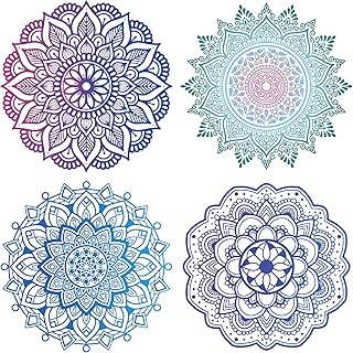 GORGECRAFT 4 Styles Mandala Window Clings Non Adhesive Static Flower of Life Sliding Door Sticker Waterproof Spring Window Film Prevent Birds from Hitting Bedroom Bathroom Decals Home Decorations