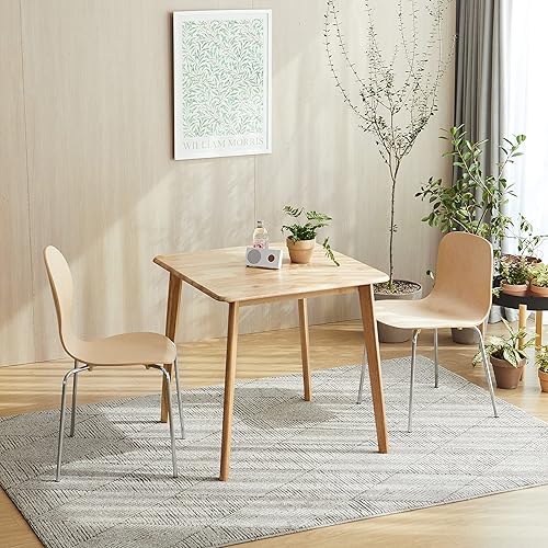 Miniatura 7 de Livinia Canberra - Mesa de comedor cuadrada de madera de 28.3 pulgadas/mesa de cocina moderna de roble malayo de mediados de siglo (roble natural)