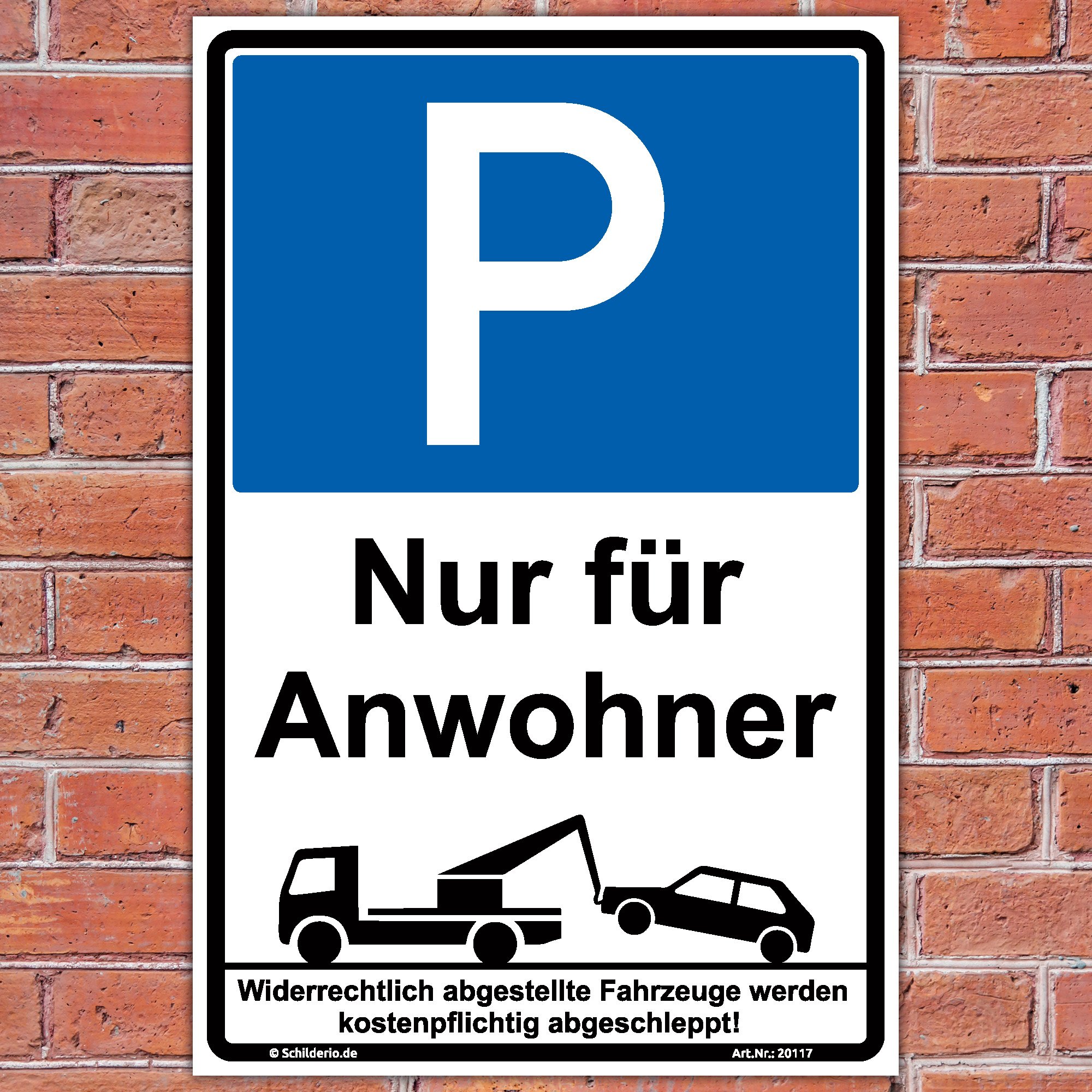 Schild "Parken nur für Anwohner" Hinweisschild 600x400 mm hochkant, stabile Aluminiumverbundplatte 3mm stark - inkl. 4 Eckbohrungen