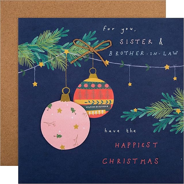 Hallmark Christmas Card for Sister and Brother-in-Law - Large Contemporary Design with Make-Your-Own Paper Chain Element
