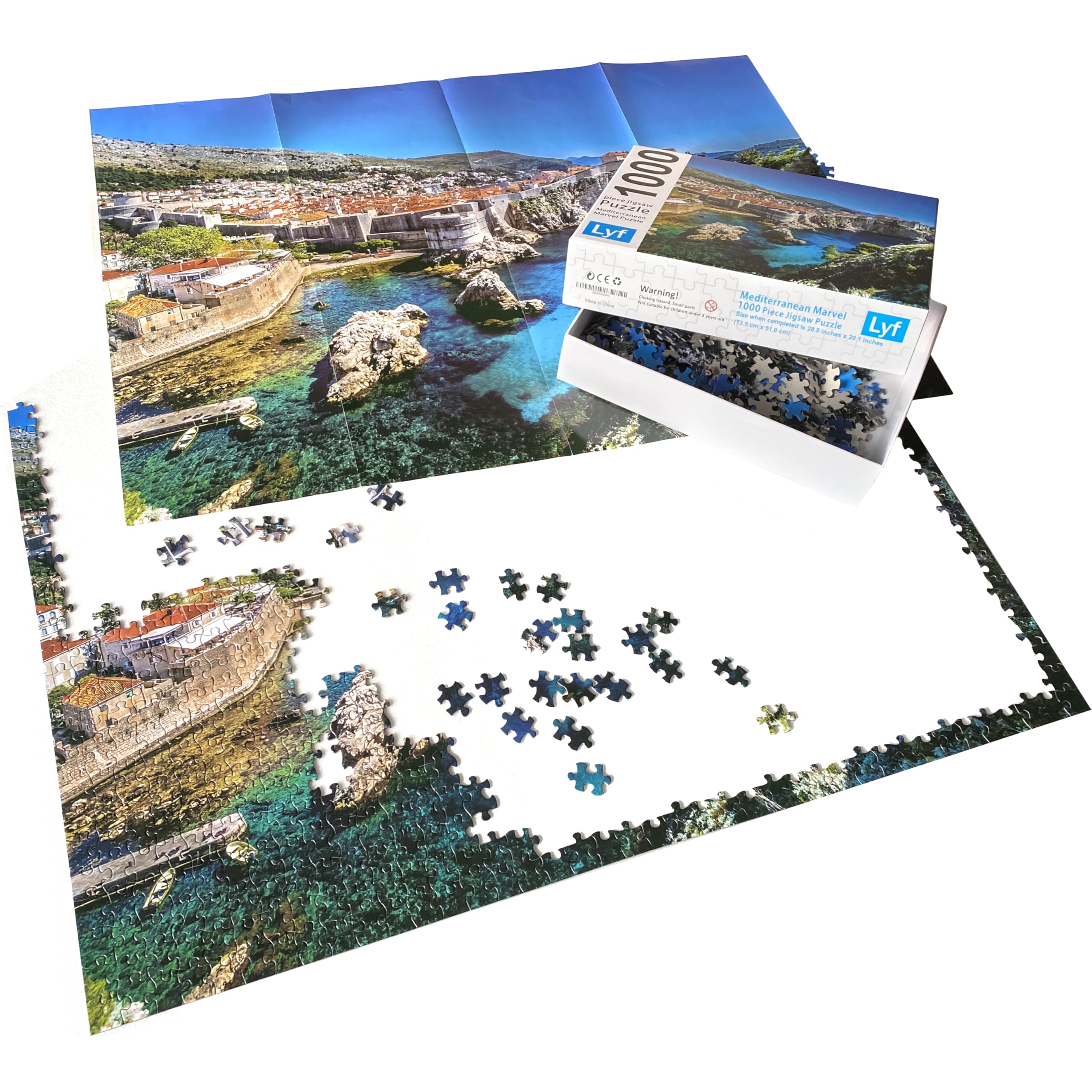 Lyf 1000-Piece Jigsaw Puzzle - Mediterranean Marvel Series: Riomaggiore, Italy, Finished Size 28.9" X 20.1" - View #7