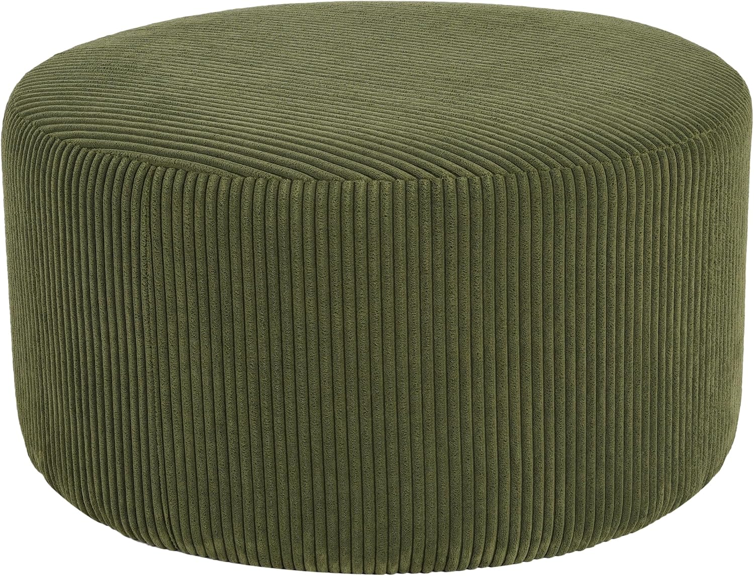Christopher Knight Home GAVI Corduroy Ottoman Foot Stool, 30" Pouf Footstool Ottoman Seat, Upholstered Foot Chair, Round Footrest, Modern Side Table for Living Room Bedroom Home Decor, Olive Green