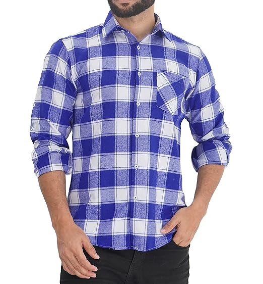 Mens blue buffalo plaid shirt Clearance
