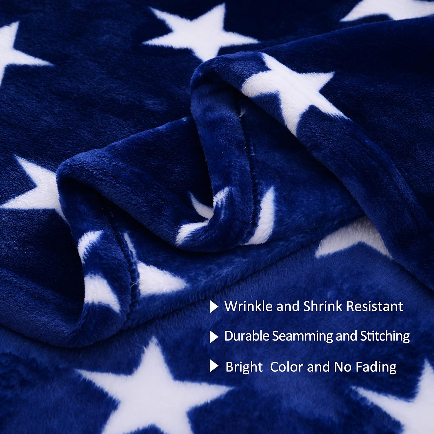 JML Super Soft Printed Plush Flannel Blanket, Throw, Fleece, 79" L x 83" W, Queen, Star Blue