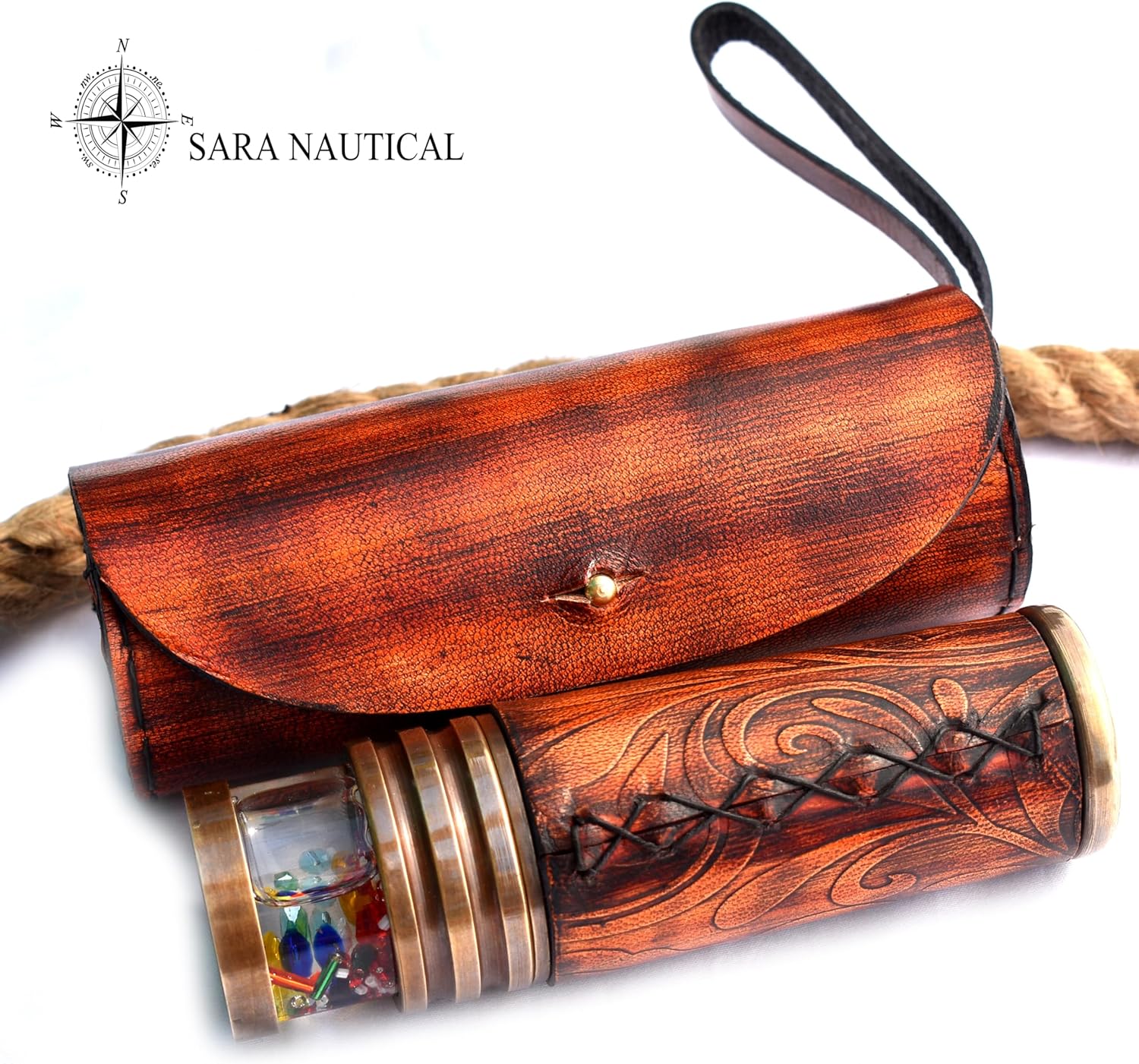 Handcrafted Brass Kaleidoscope, Giant Etched Design, Oil Chamber, Classic Collection | Birthday | Any Occasion Gift for Kids and Adults