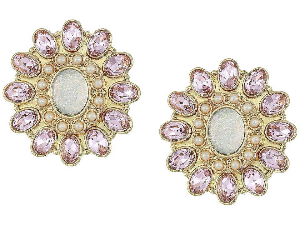 

Betsey Johnson Blue by Betsey Johnson Pink and Gold Tone Flower Clip-On Earrings (Crystal) Earring