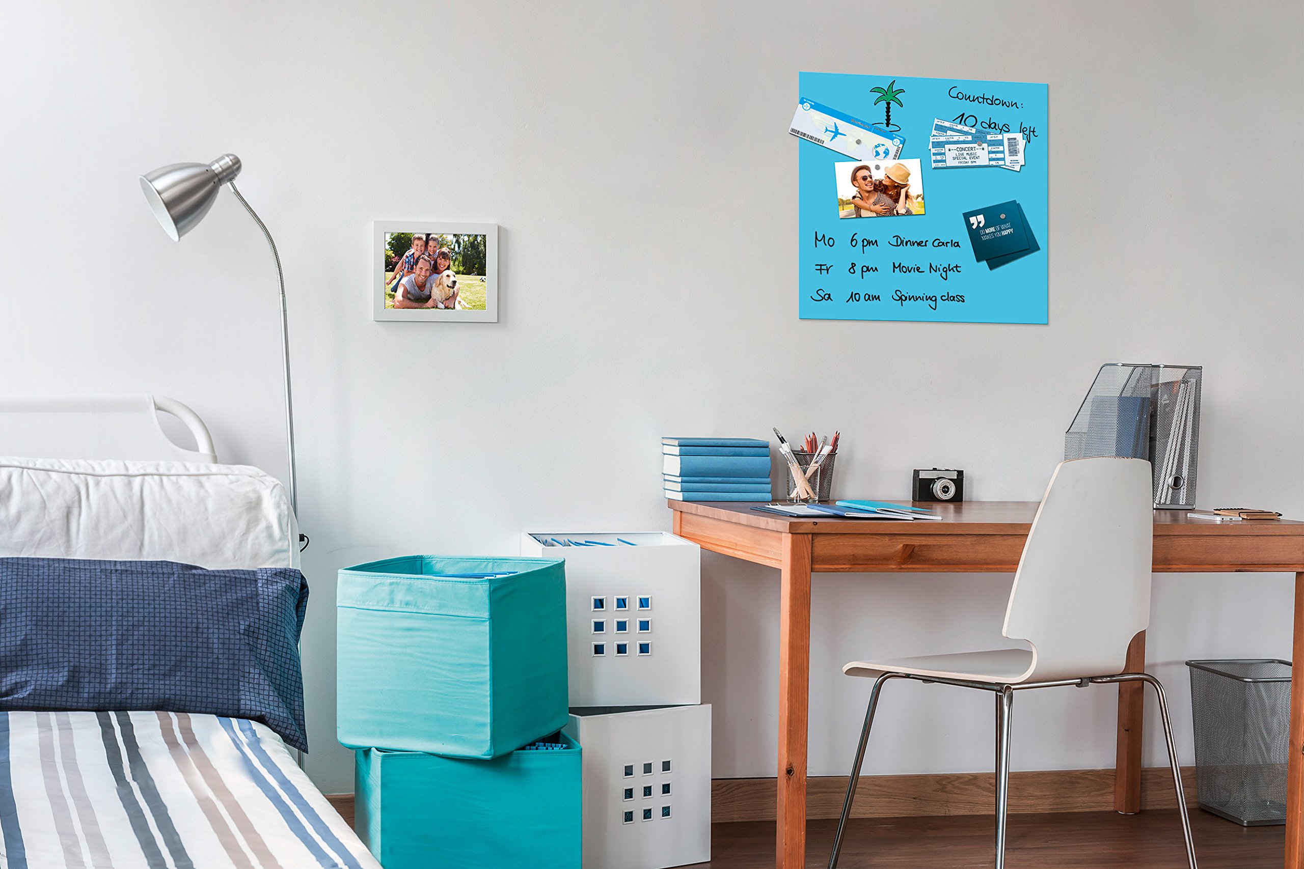 BeBoard B1103 Lavagna magnetica di vetro, 45 x 45 cm, blu