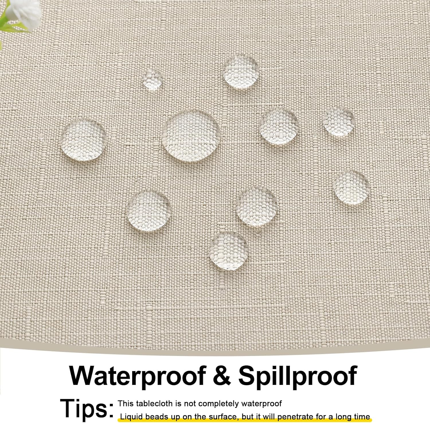 Smiry Rectangle Table Cloth Linen Textured, Waterproof Spillproof Anti-Wrinkle Burlap Tablecloth, Washable Decorative Fabric Table Cover for Dining, Party, Banquet, 60 x 120 Inch, Beige