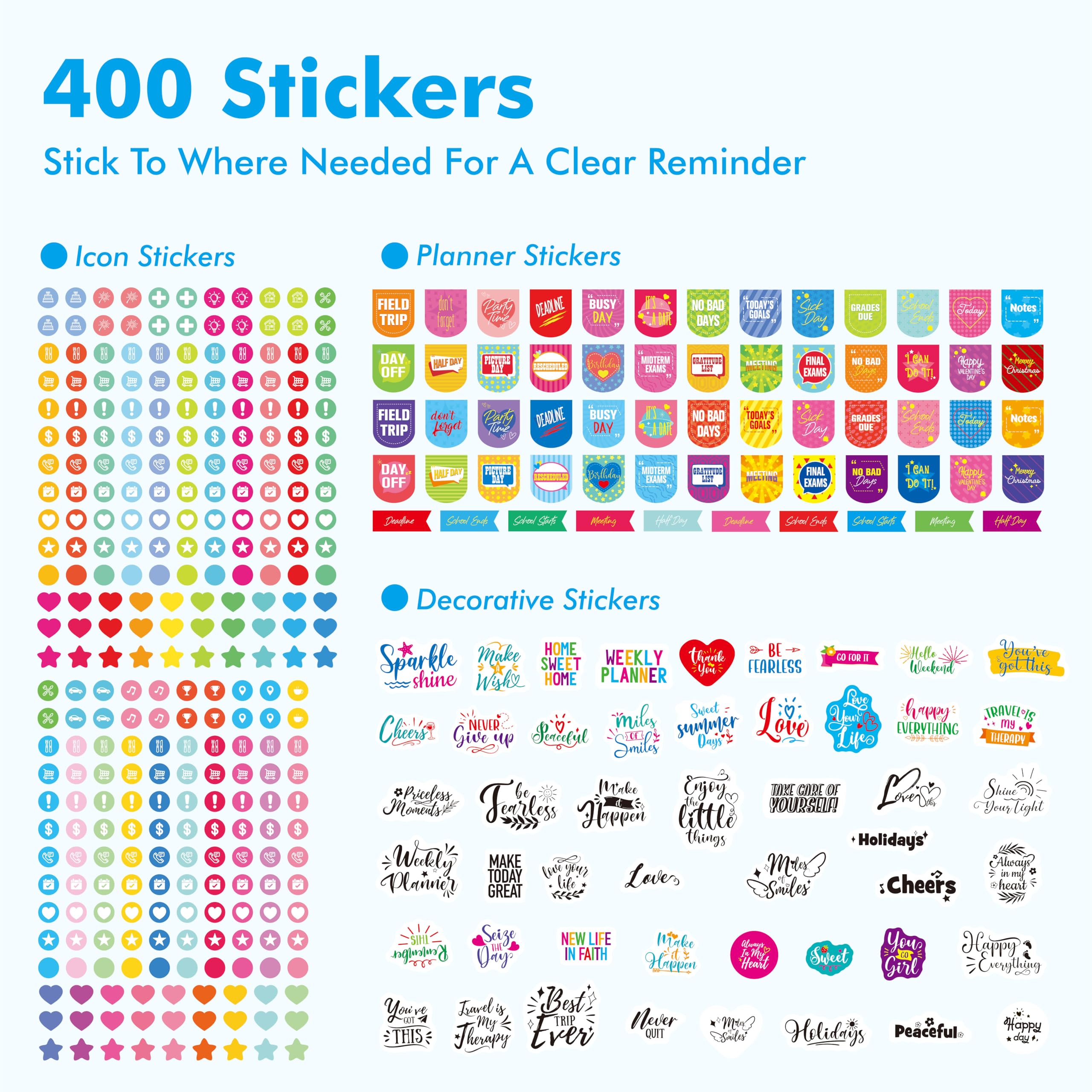 Blank Scrapbook Wall Calendar, Spiral-Bound Hanging Monthly Calendar, DIY Blank Calender with 400 Stickers for Office, Home, Kids, Adults (12" x 9" closed,18" x 12" open size) - Image 3