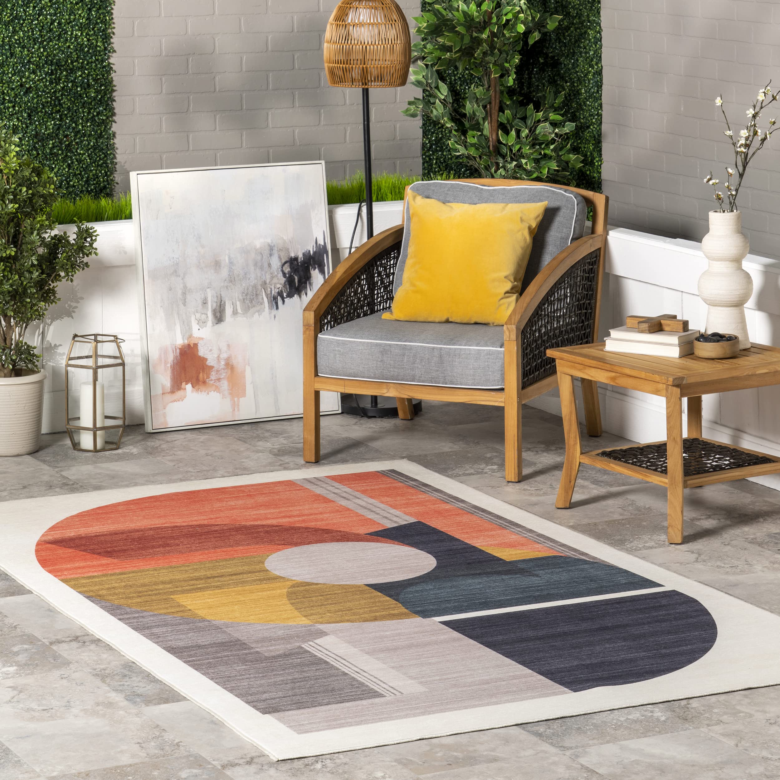 nuLOOM Kairi Abstract Machine Washable Indoor/Outdoor Area Rug, 5x8, Multicolor