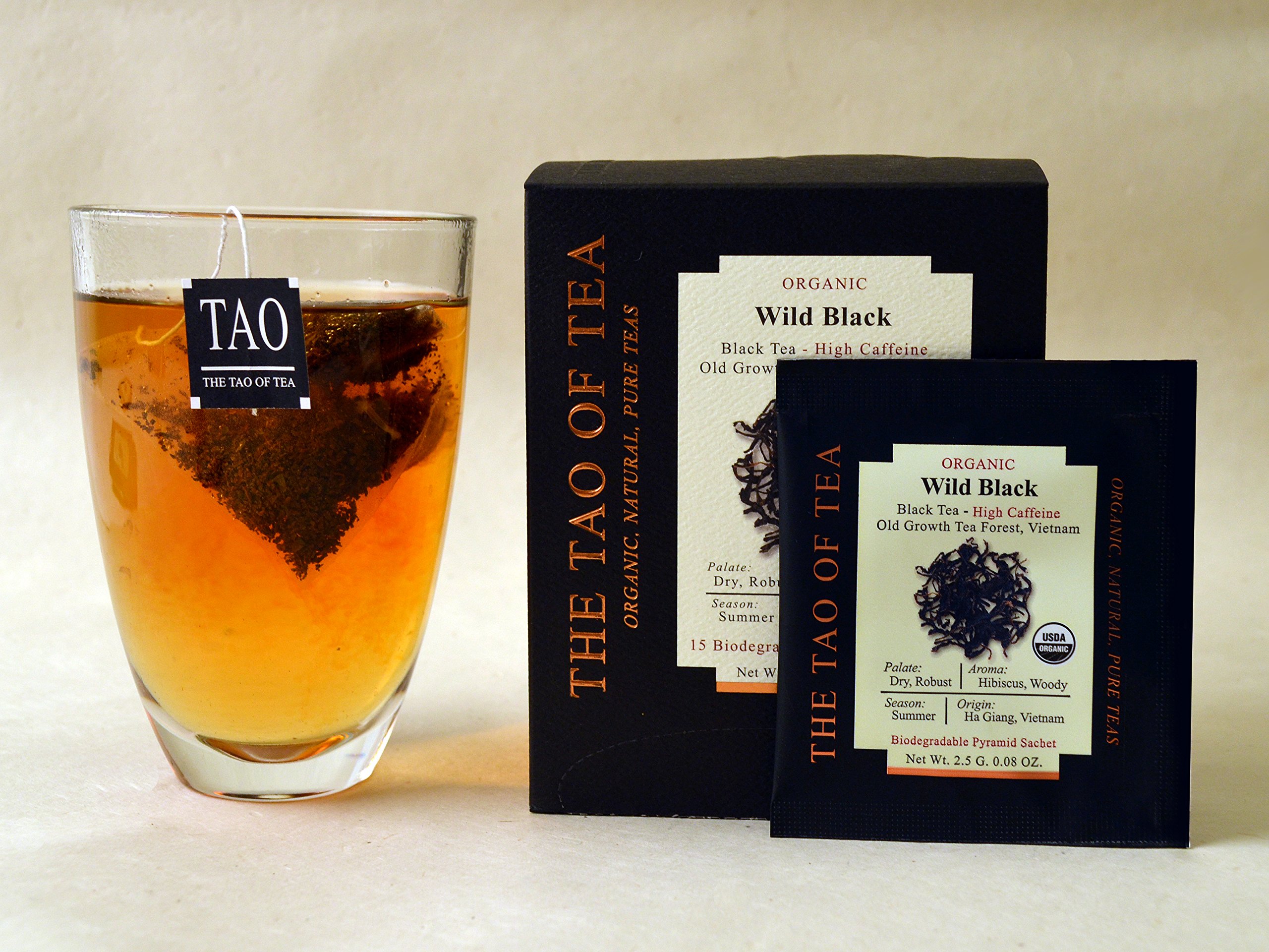 The Tao of Tea, Wild Black, Certyfikowana organiczna czarna herbata, Pudełko 15 saszetek w kształcie piramidy