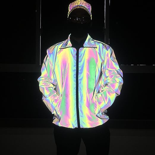 LZLRUN Rainbow Reflective Jacket for Men and Women