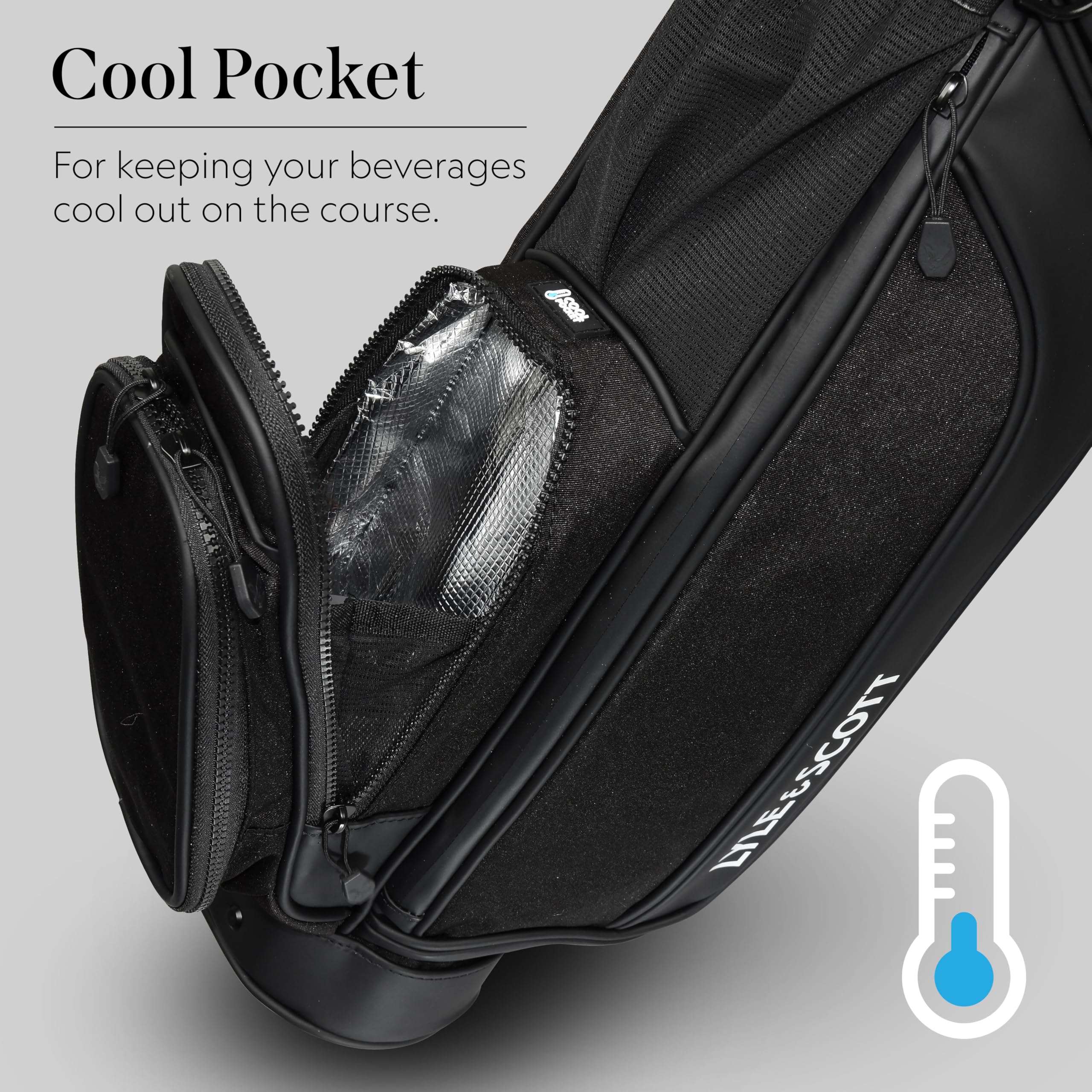 Lyle and Scott Gleneagle - Sacca da golf leggera da uomo con divisore a 3 vie, tasca termica fresca, manico resistente, supporto retrattile, cinghia imbottita, borsa da golf