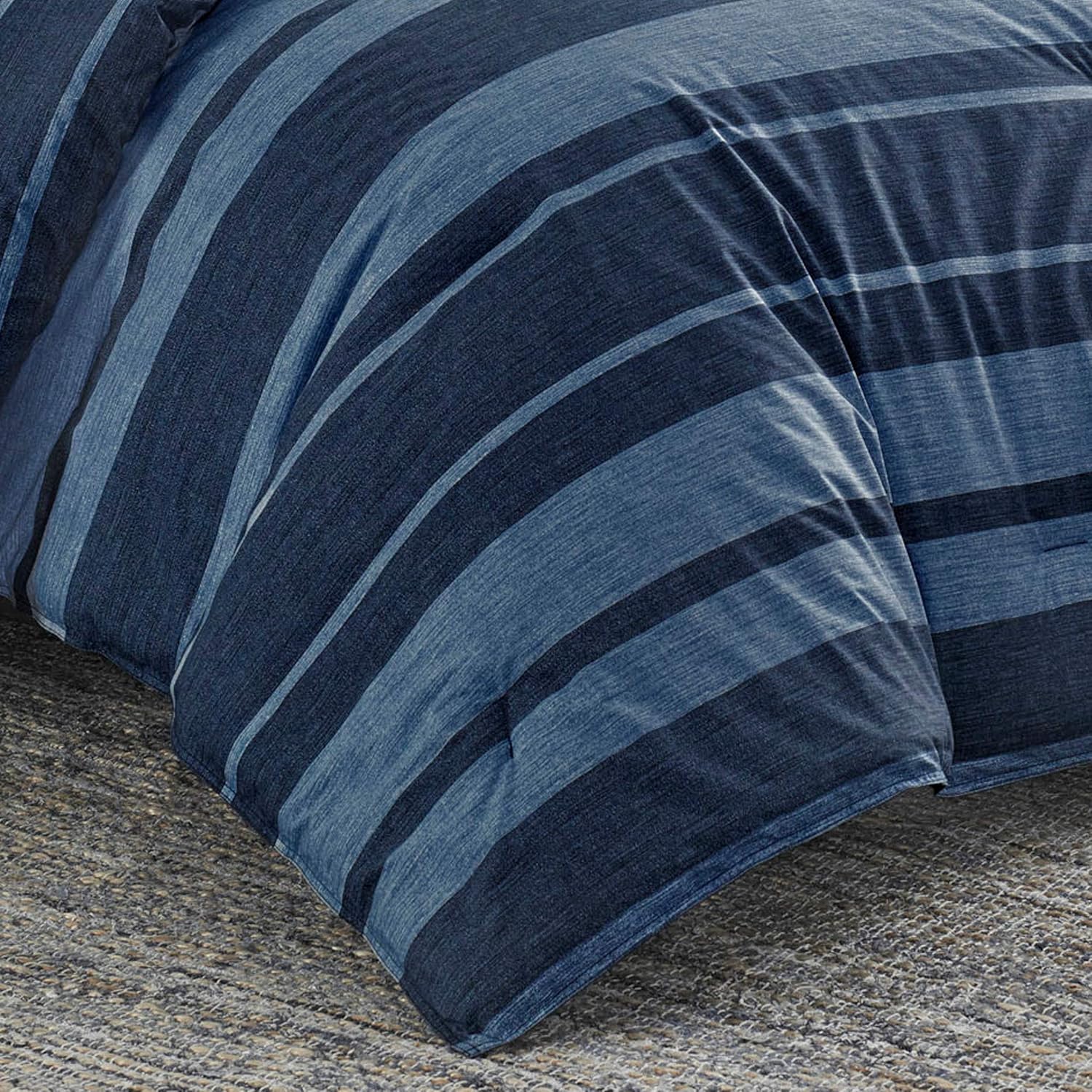 Best Cyber Deals 🔥 Nautica Home | Longpoint Collection | 100% Cotton Cozy & Soft, Durable & Breathable Striped Comforter Matching Shams, 3-Piece Bedding Set, Queen, Blue New Product Nautica Home | Longpoint Collection | 100% Cotton Cozy & Soft, Durable & Breathable Striped Comforter Matching Shams, 3-Piece Bedding Set, Queen, Blue