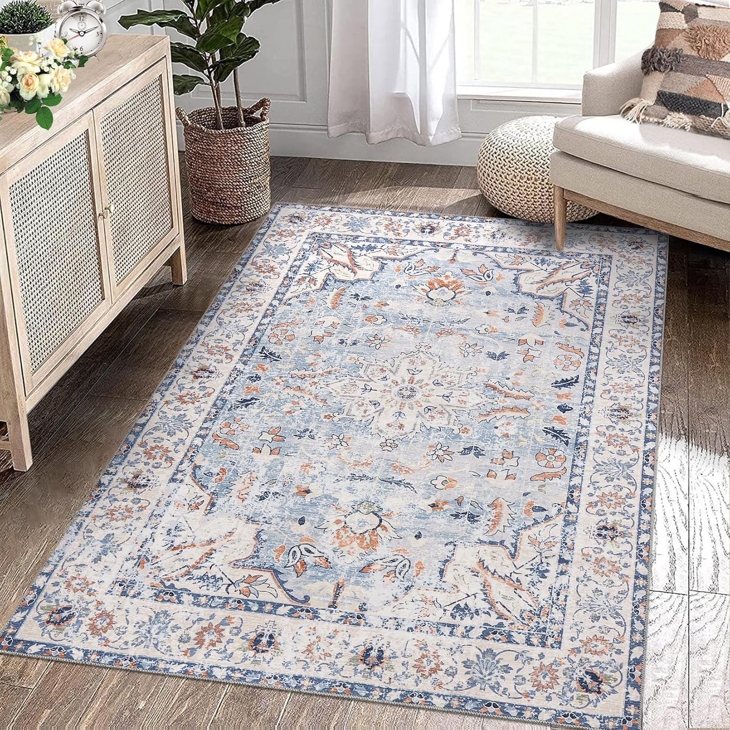 ROYHOME Machine Washable Rug Vintage Persian Area Rugs Stain Resistant ...