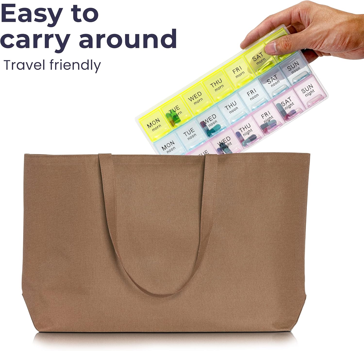 FMP Brands 12 Pack Pill Organizer 3 Times a Day, Weekly Medicine Organizer Pill Boxes, 7 Day Large Pill Holder Organizer Sorter Container Case, Morning Noon Night Pill 3 Times a Day Travel Pill Box