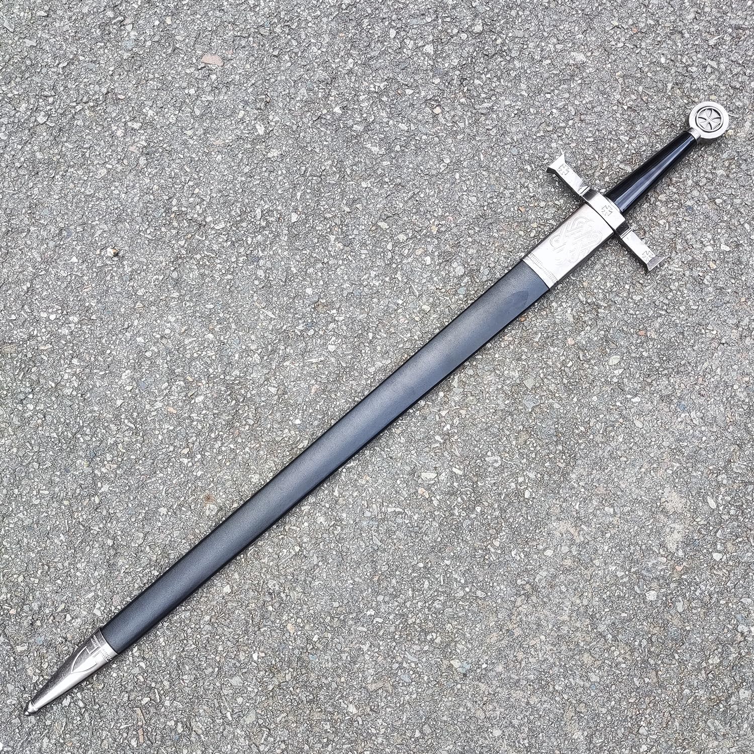 Stainless Steel Medieval Cross Crusader Knight Templar Sword for Collection, Cosplay, Display-33.9 Inch