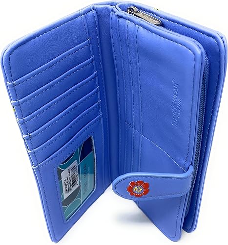 Miniatura 3 de Shag Wear Cartera grande con diseño de hongos del bosque de gnomos para mujeres y adolescentes, piel sintética vegana, color azul, 7 pulgadas, Azul,