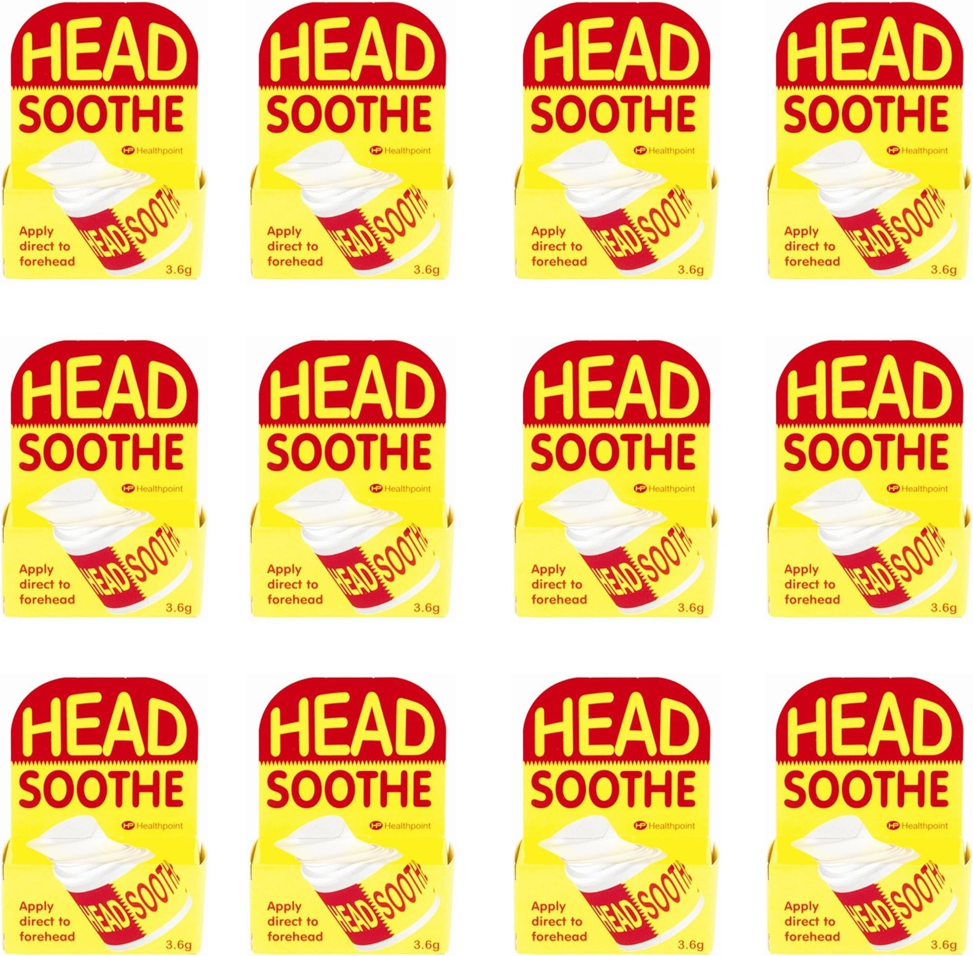 12 x HEAD SOOTHE FOREHEAD TEMPLE STICK BALM 3.6g FAST RELIEF FROMM HEADACHES
