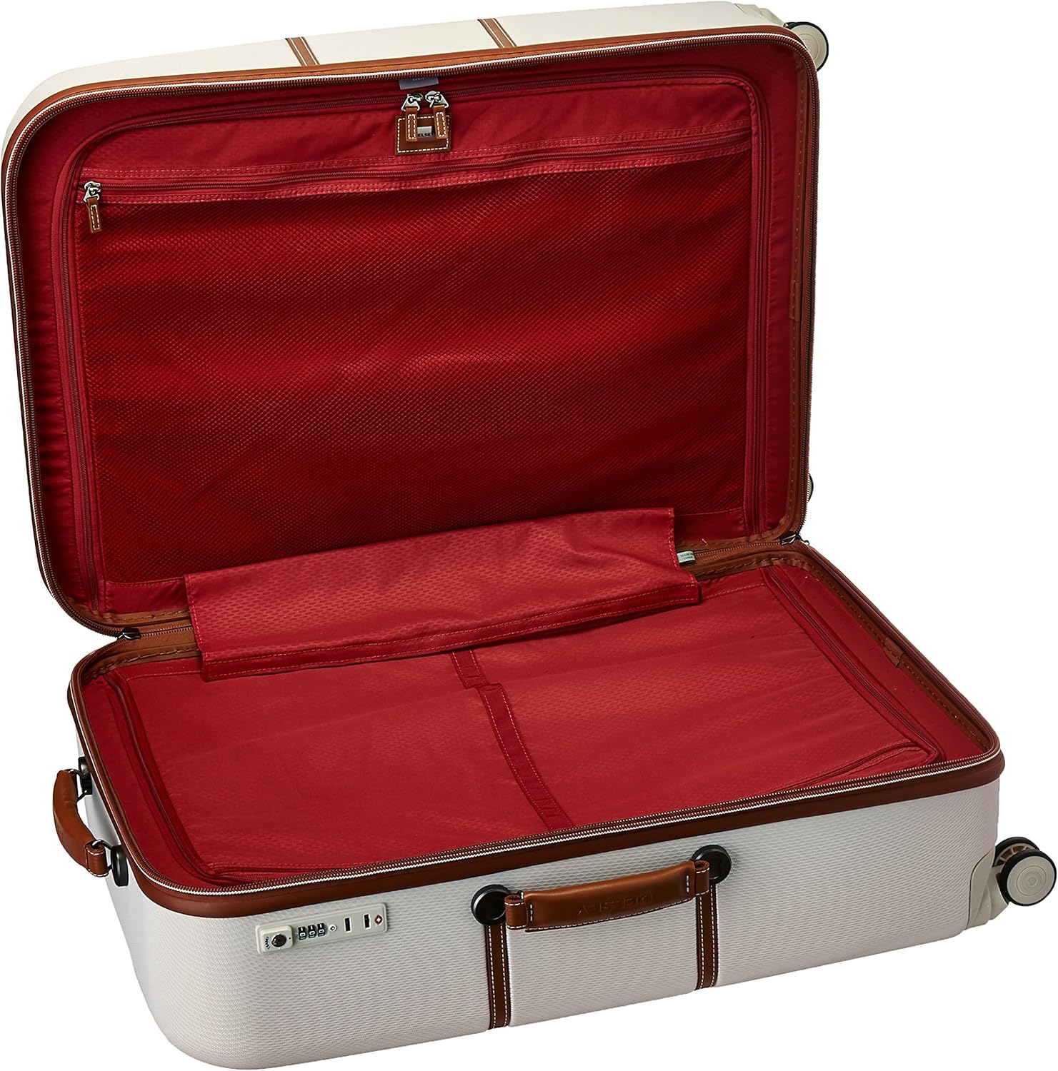 DELSEY PARIS Chatelet Hard+ Hardside Luggage with Spinner Wheels, Champagne White, Checked-Large 28 Inch