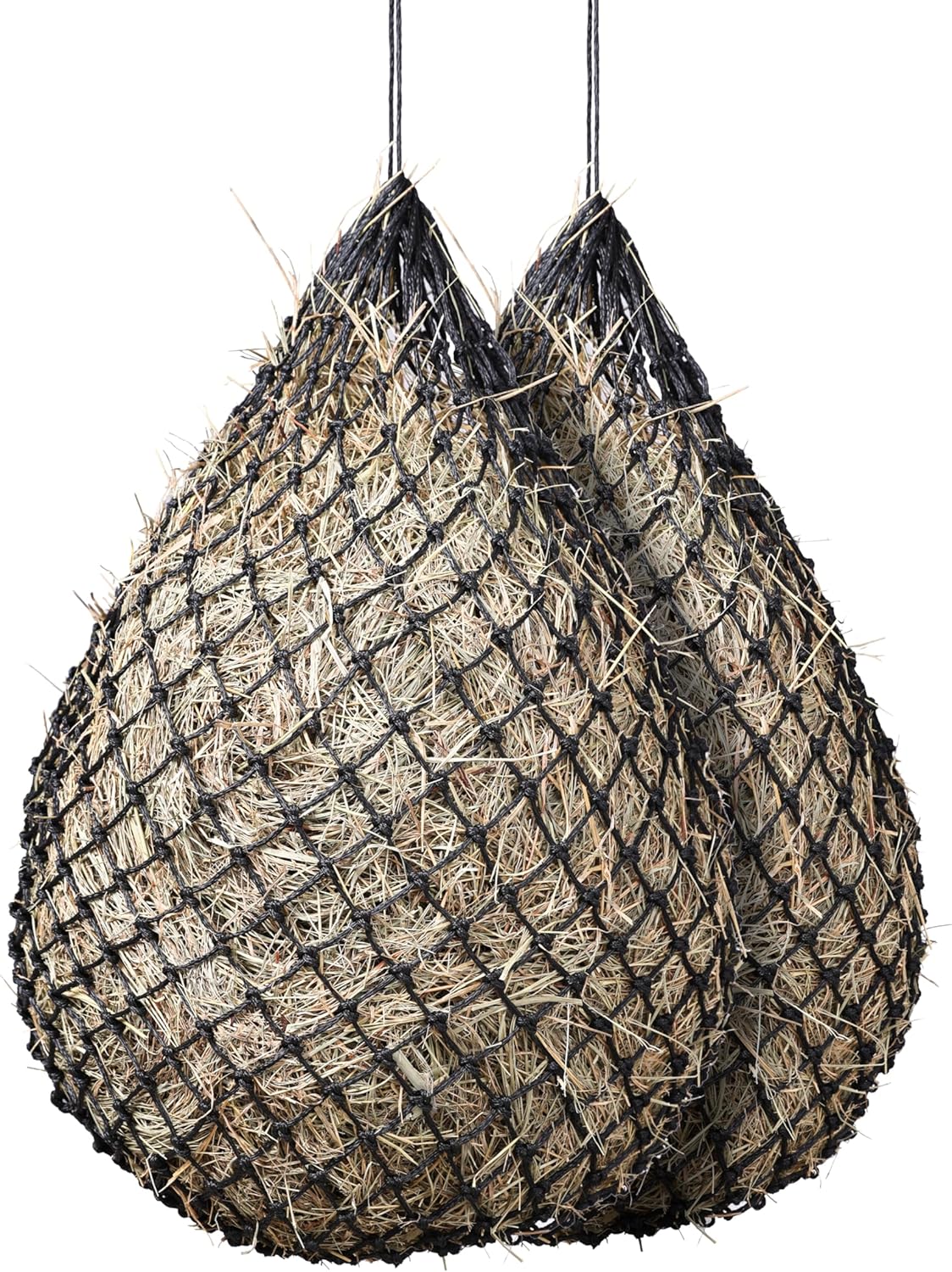 Tackmore 2pcs 36’’ Length Slow Feed Hay Nets for Horses & Livestock Easy to Hang Hay Bags for Horses with Drawstring Closure-Black 1.25" (Ultra Slow Feed)
