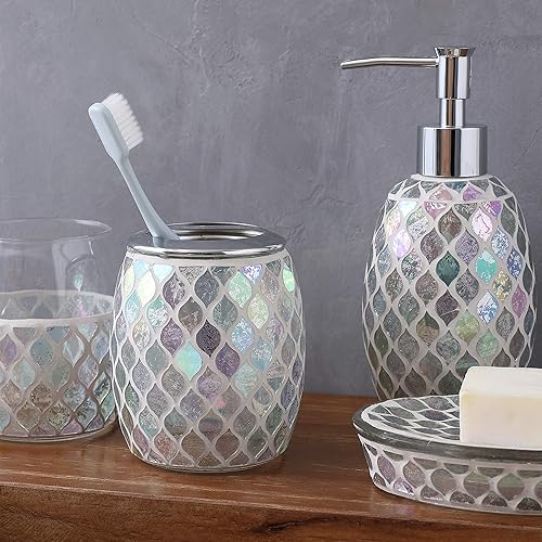 Miniatura 5 de KMWARES Conjunto de accesorios de baño de vidrio mosaico decorativo (KM-21)